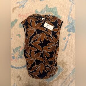 Z Supply Black and Brown Leaf Pattern Top